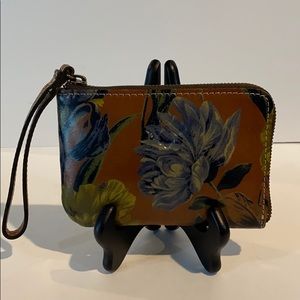 Patricia Nash Wristlet Floral Pattern Leather